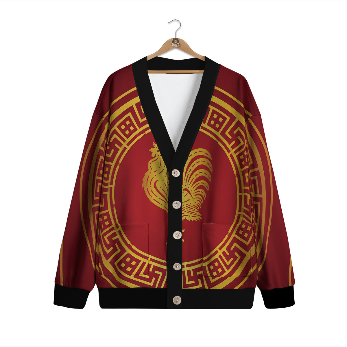 Chinese New Year Rooster Print Cardigan-grizzshop