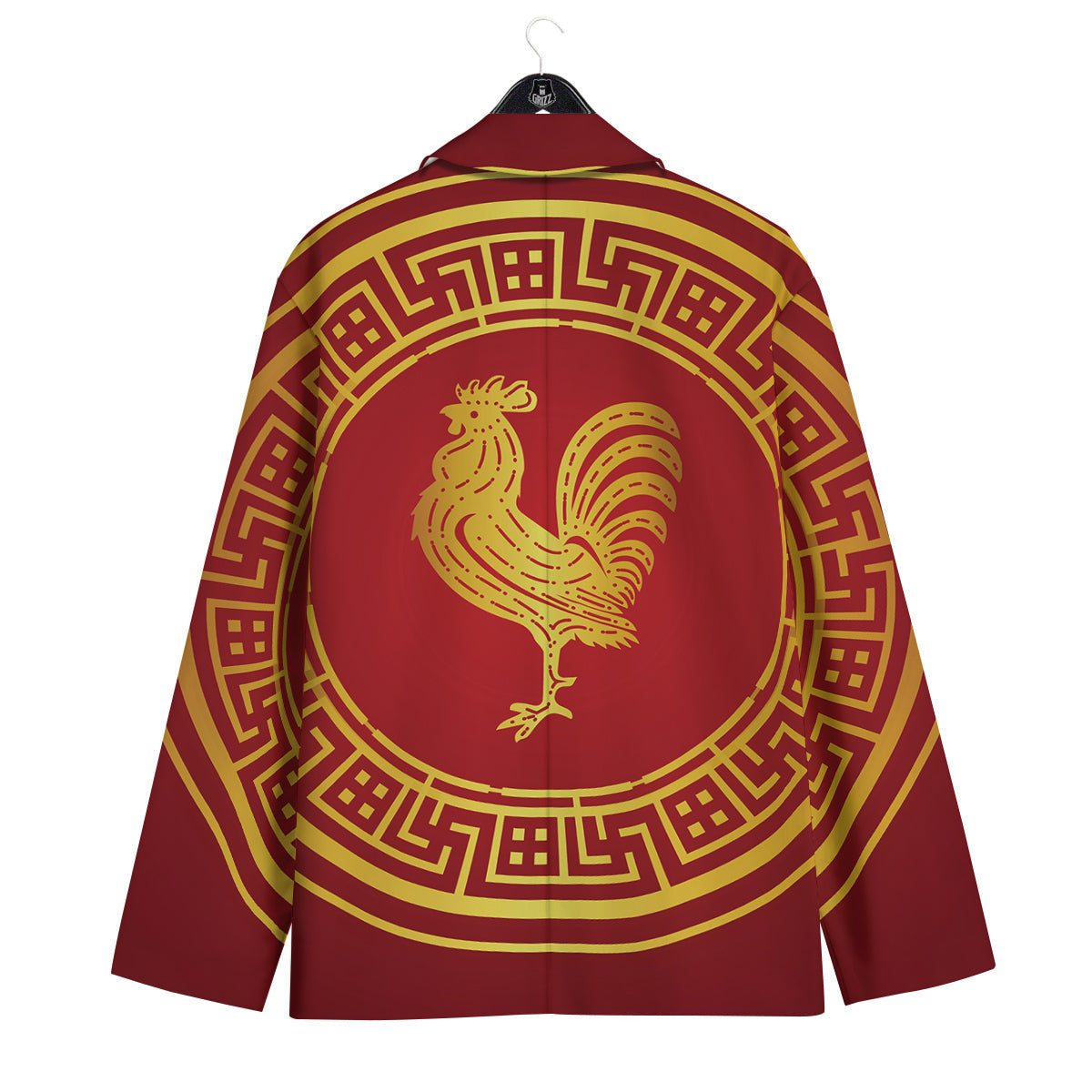 Chinese New Year Rooster Print Men's Sport Coat-grizzshop
