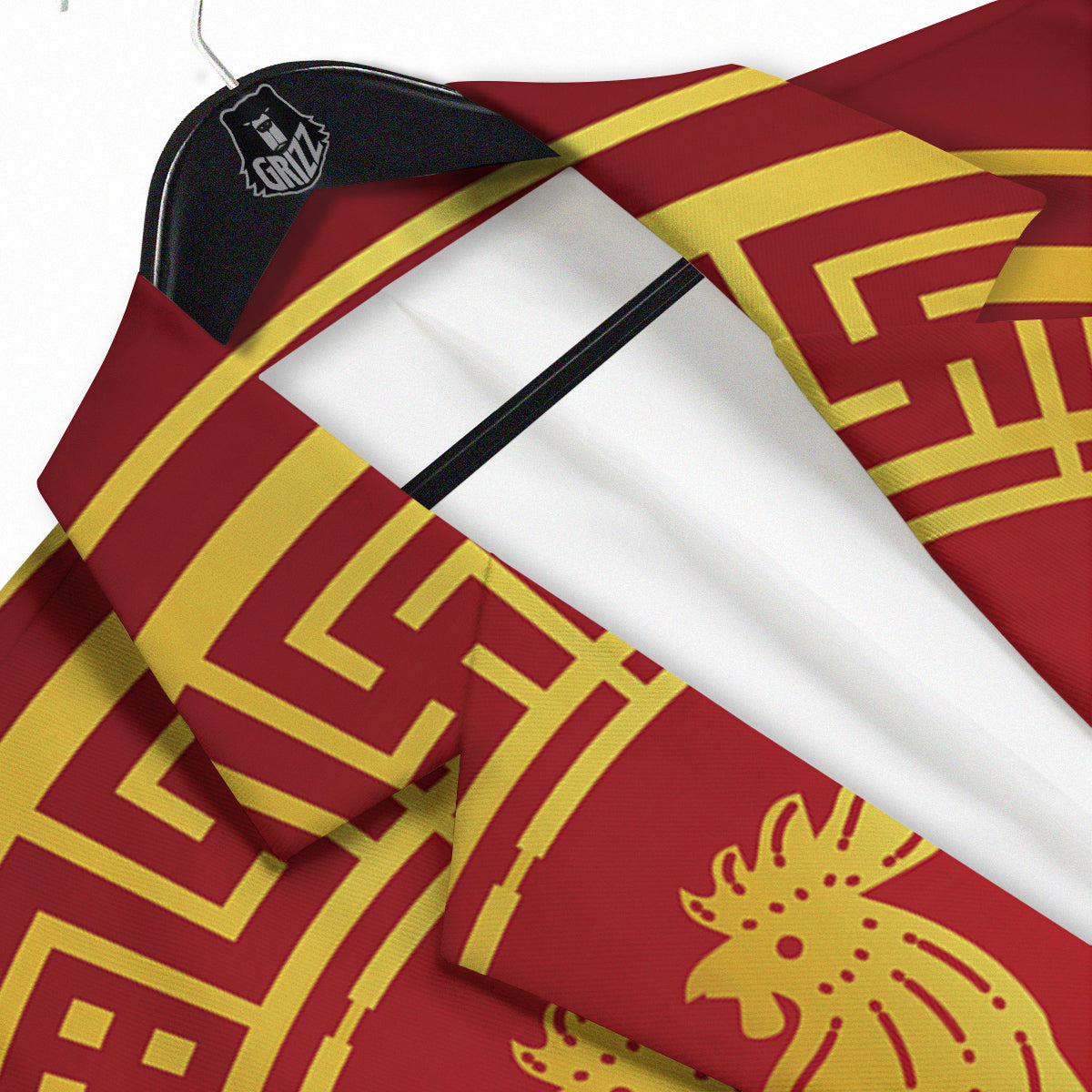 Chinese New Year Rooster Print Men's Sport Coat-grizzshop