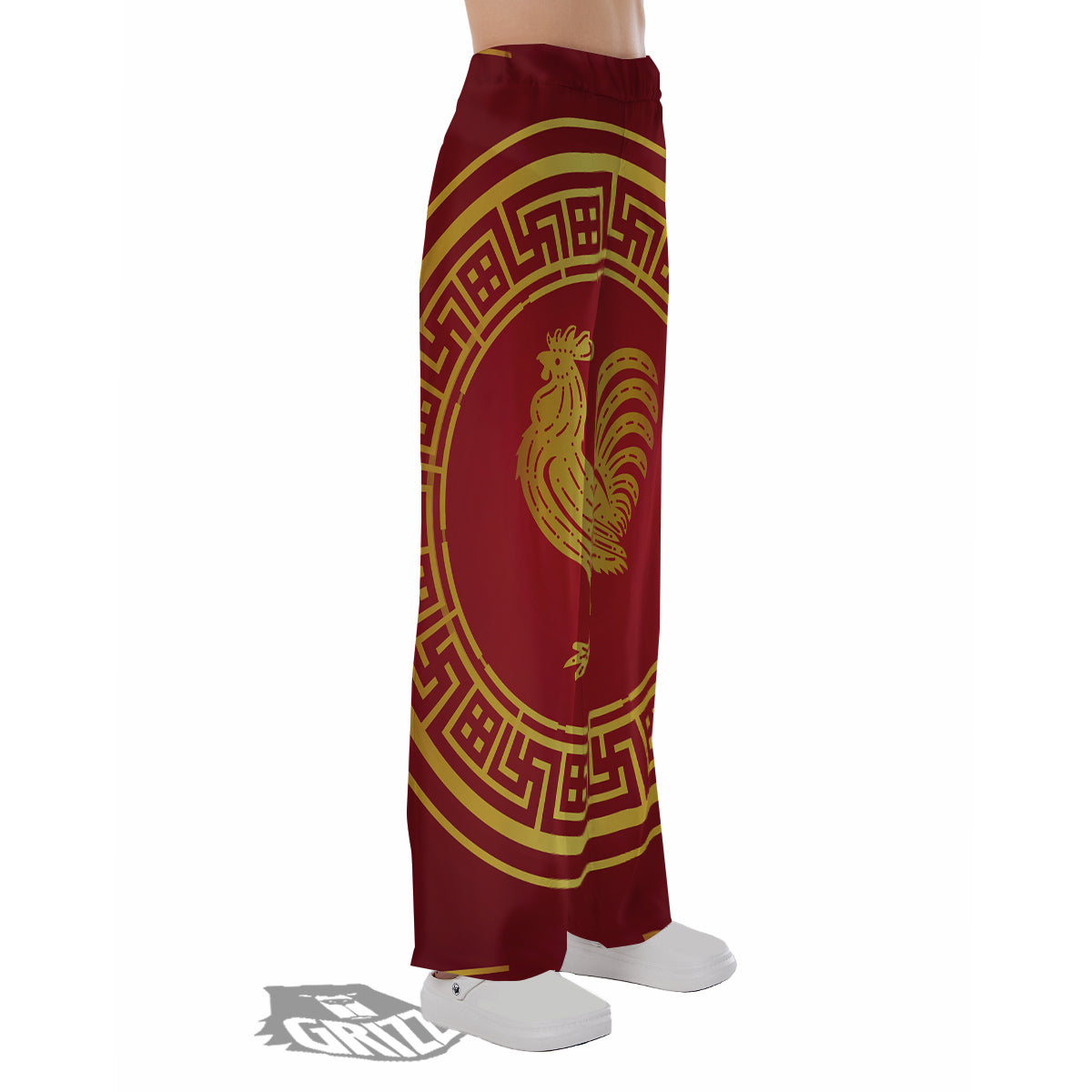 Chinese New Year Rooster Print Pajama Pants-grizzshop