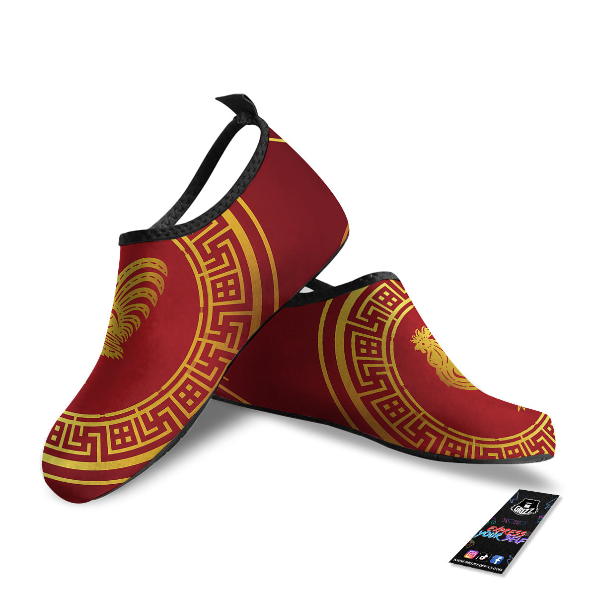 Chinese New Year Rooster Print Water Shoes-grizzshop