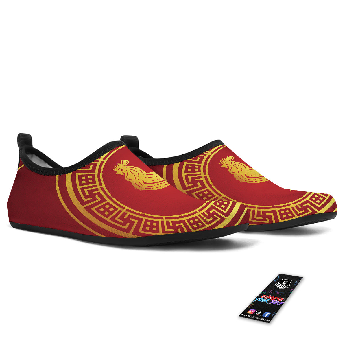 Chinese New Year Rooster Print Water Shoes-grizzshop