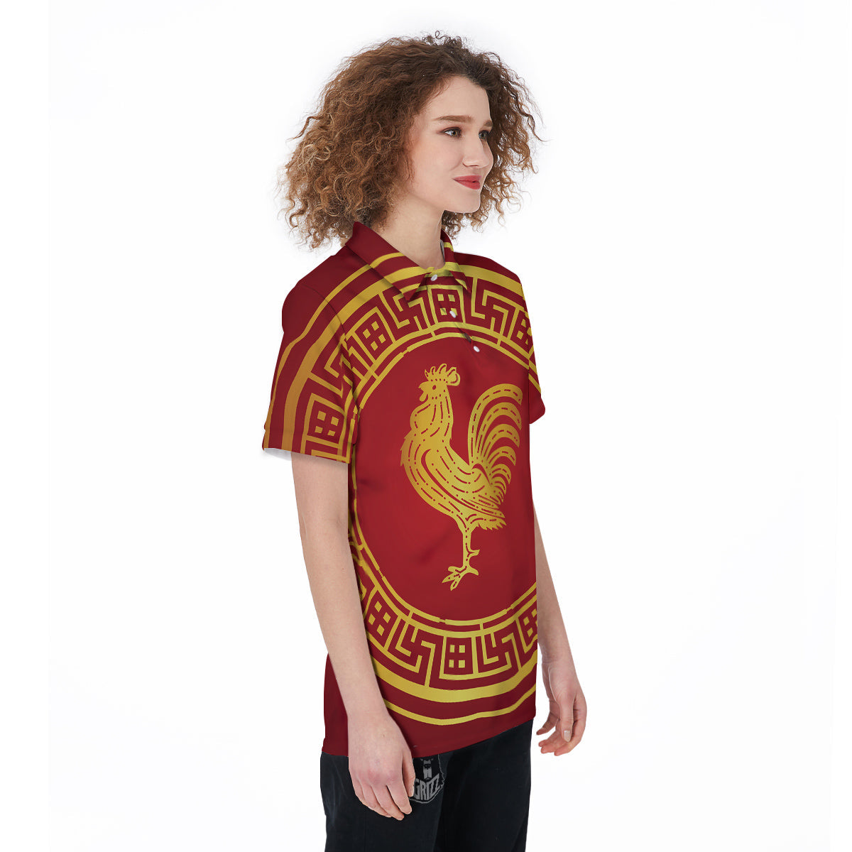 Chinese New Year Rooster Print Women's Golf Shirts-grizzshop