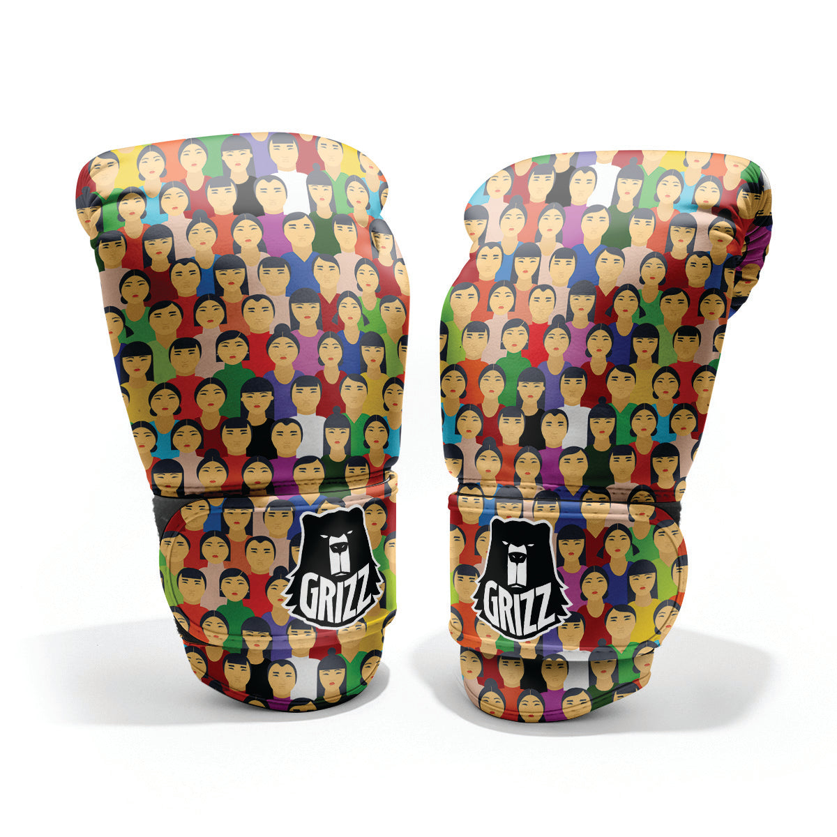Chinese People Colorful Print Pattern Pro Boxing Glove
