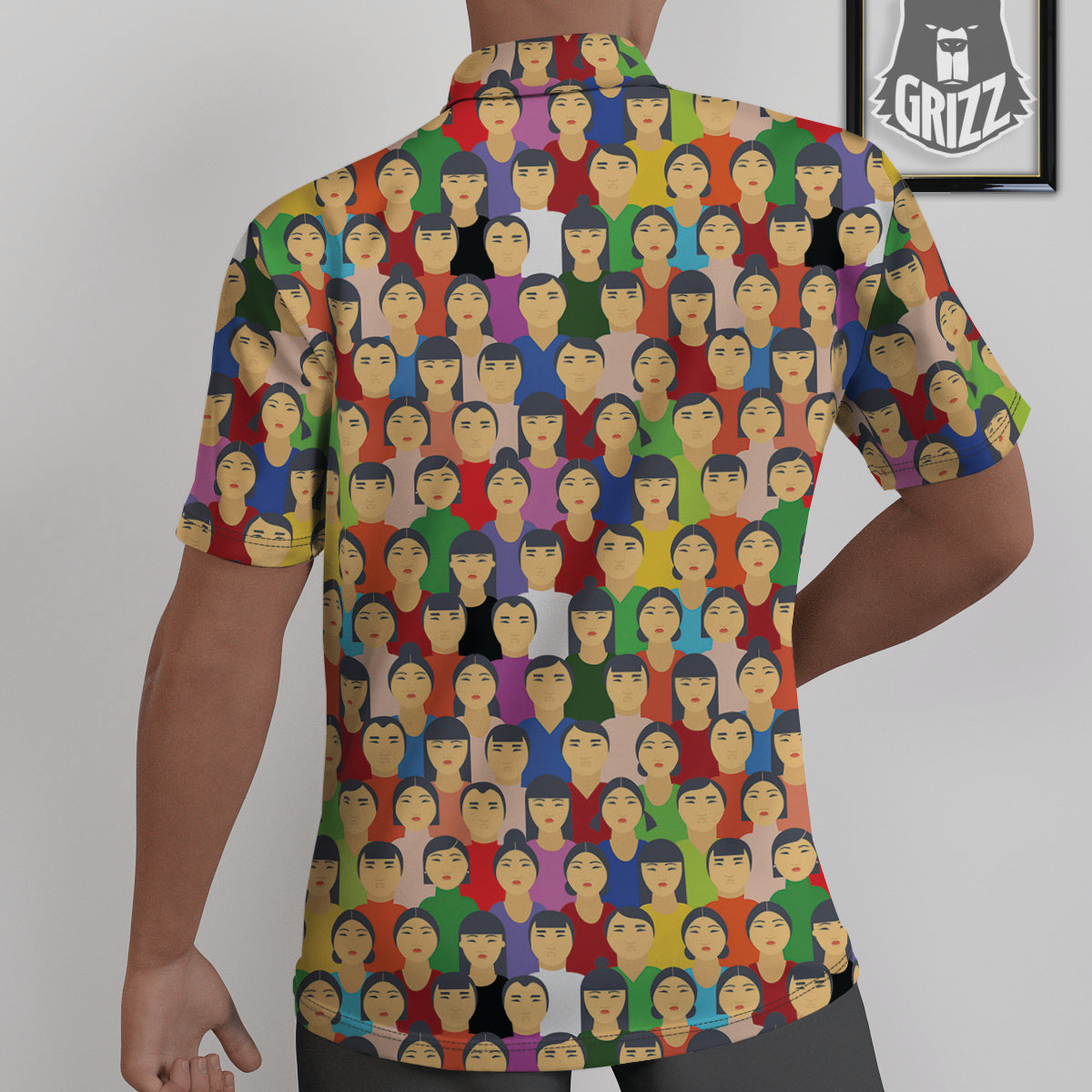 Chinese People Colorful Print Pattern Untucked Shirts-grizzshop