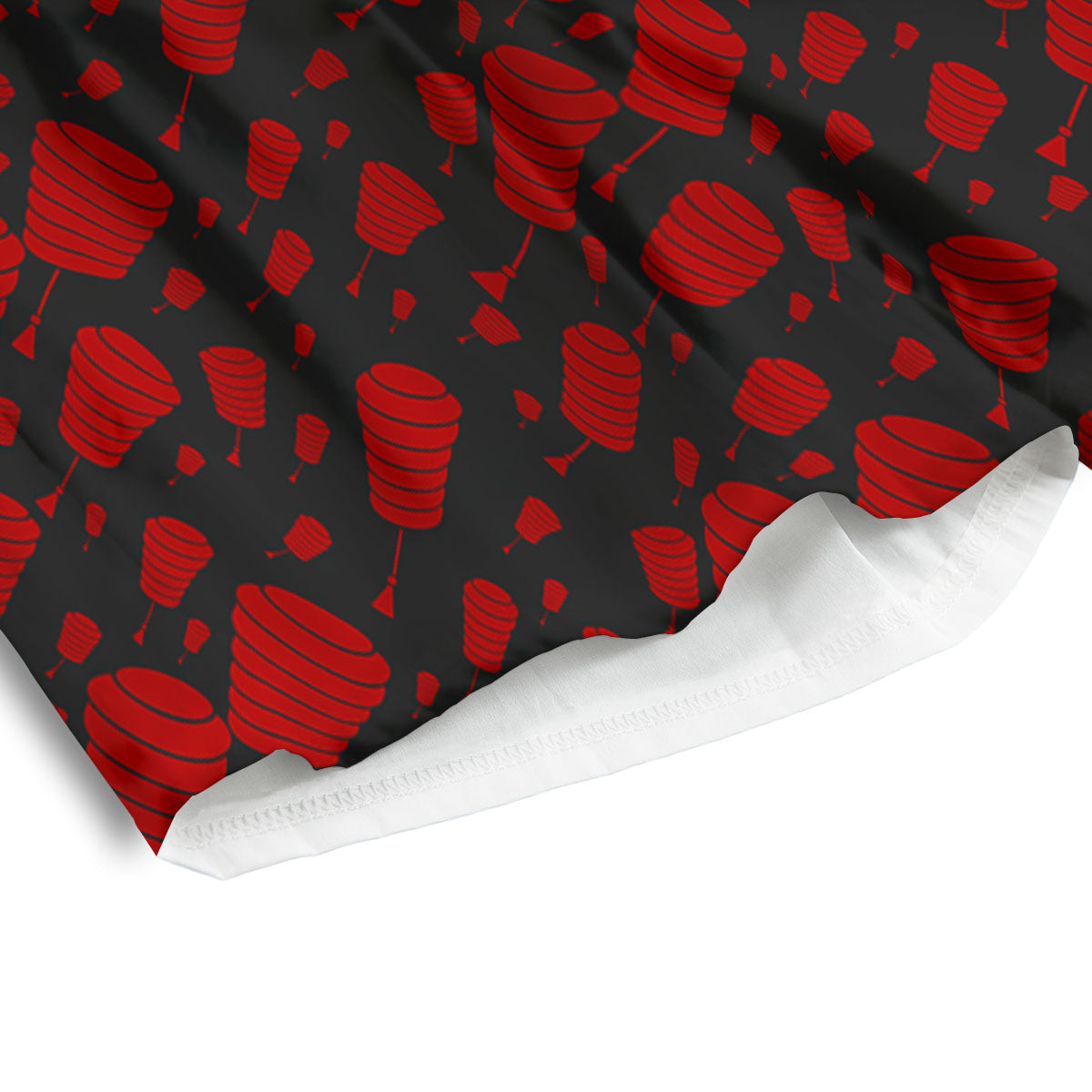 Chinese Red And Black Print Pattern Men's Athletic Shorts
