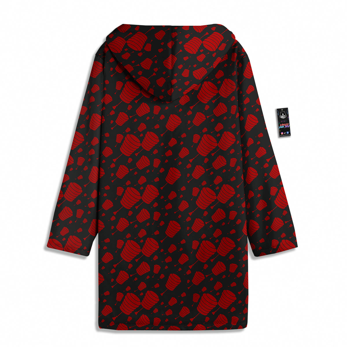 Chinese Red And Black Print Pattern Men's Windbreaker Jacket-grizzshop