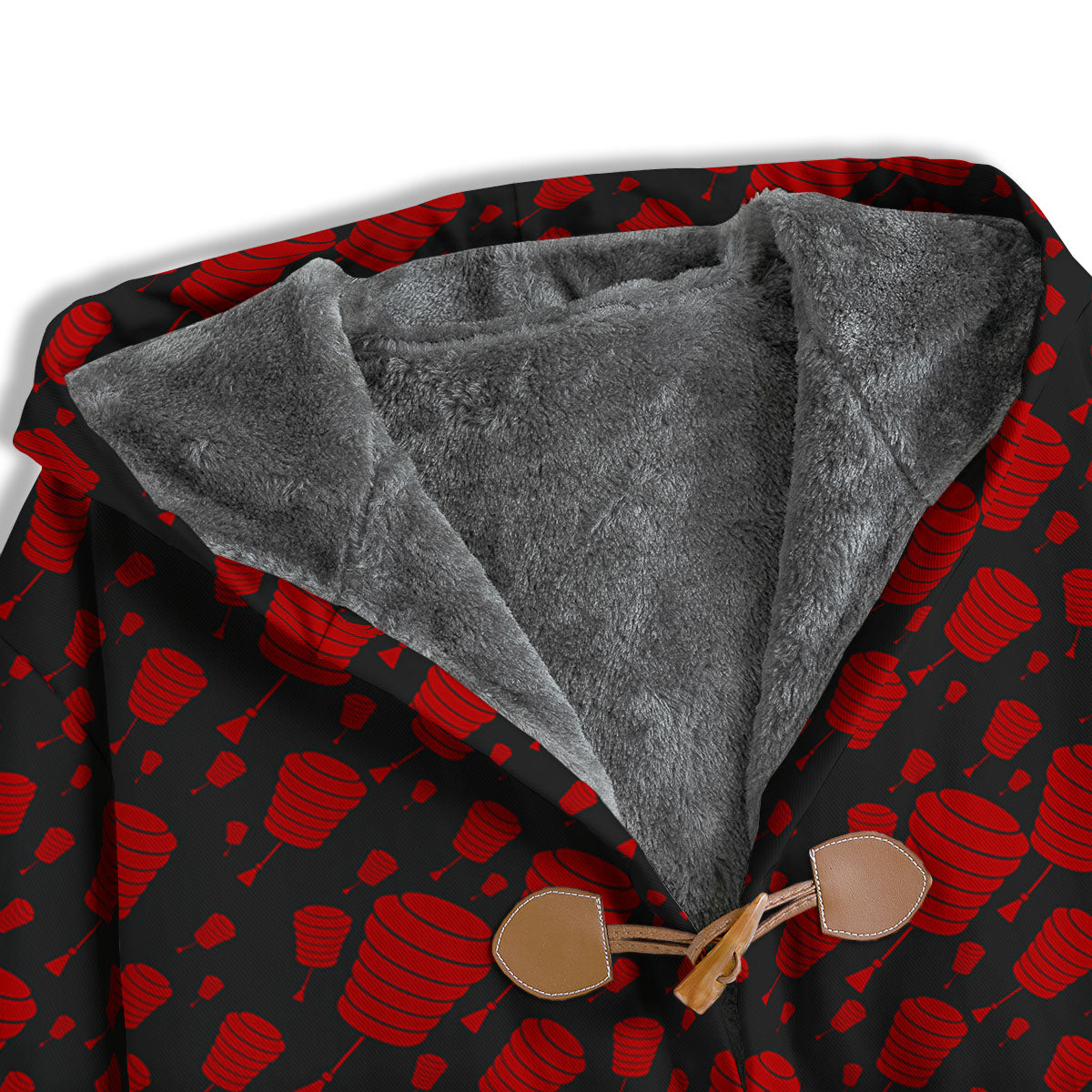 Chinese Red And Black Print Pattern Men's Windbreaker Jacket-grizzshop
