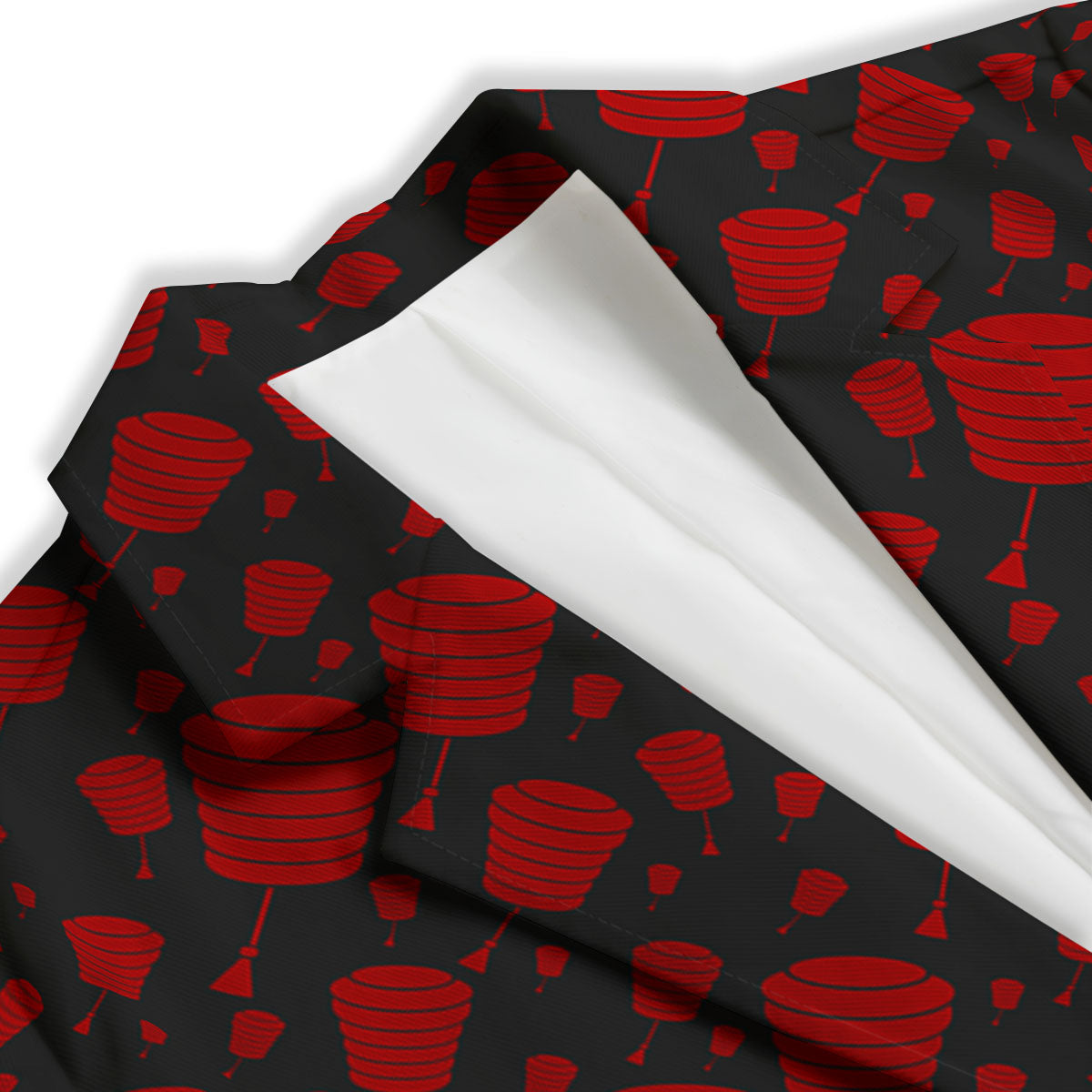 Chinese Red And Black Print Pattern Women's Blazer-grizzshop
