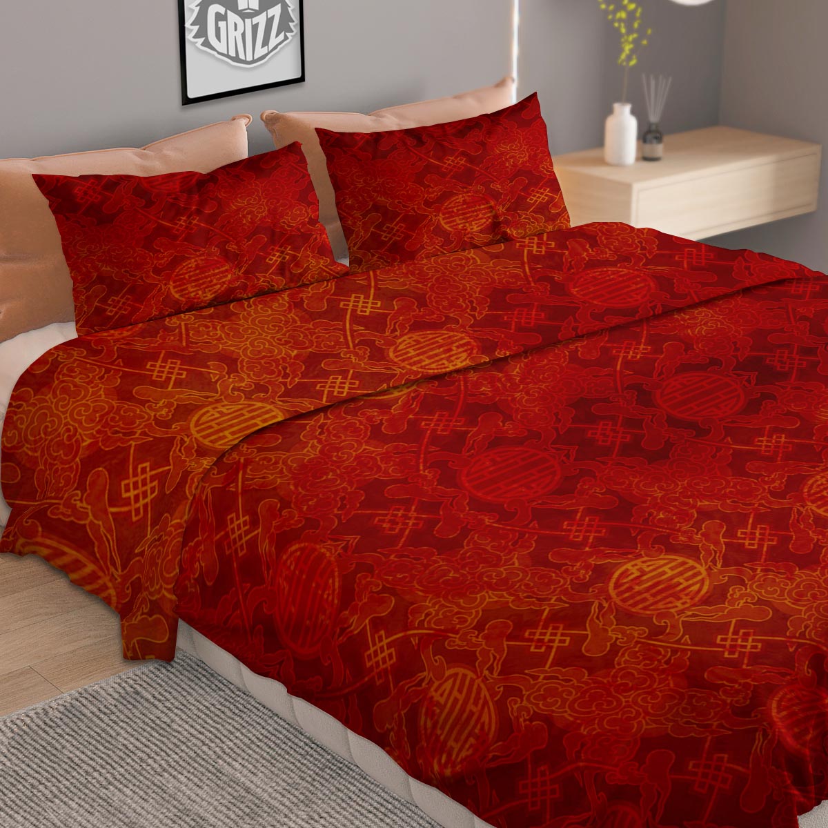 Celtic Trinity Knot White Symbol Print Duvet Cover Bedding Set