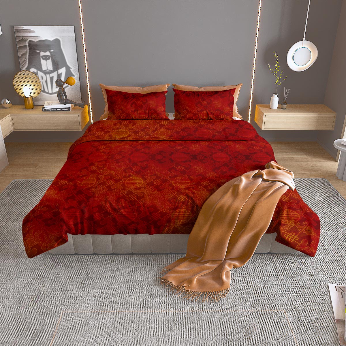Celtic Trinity Knot White Symbol Print Duvet Cover Bedding Set