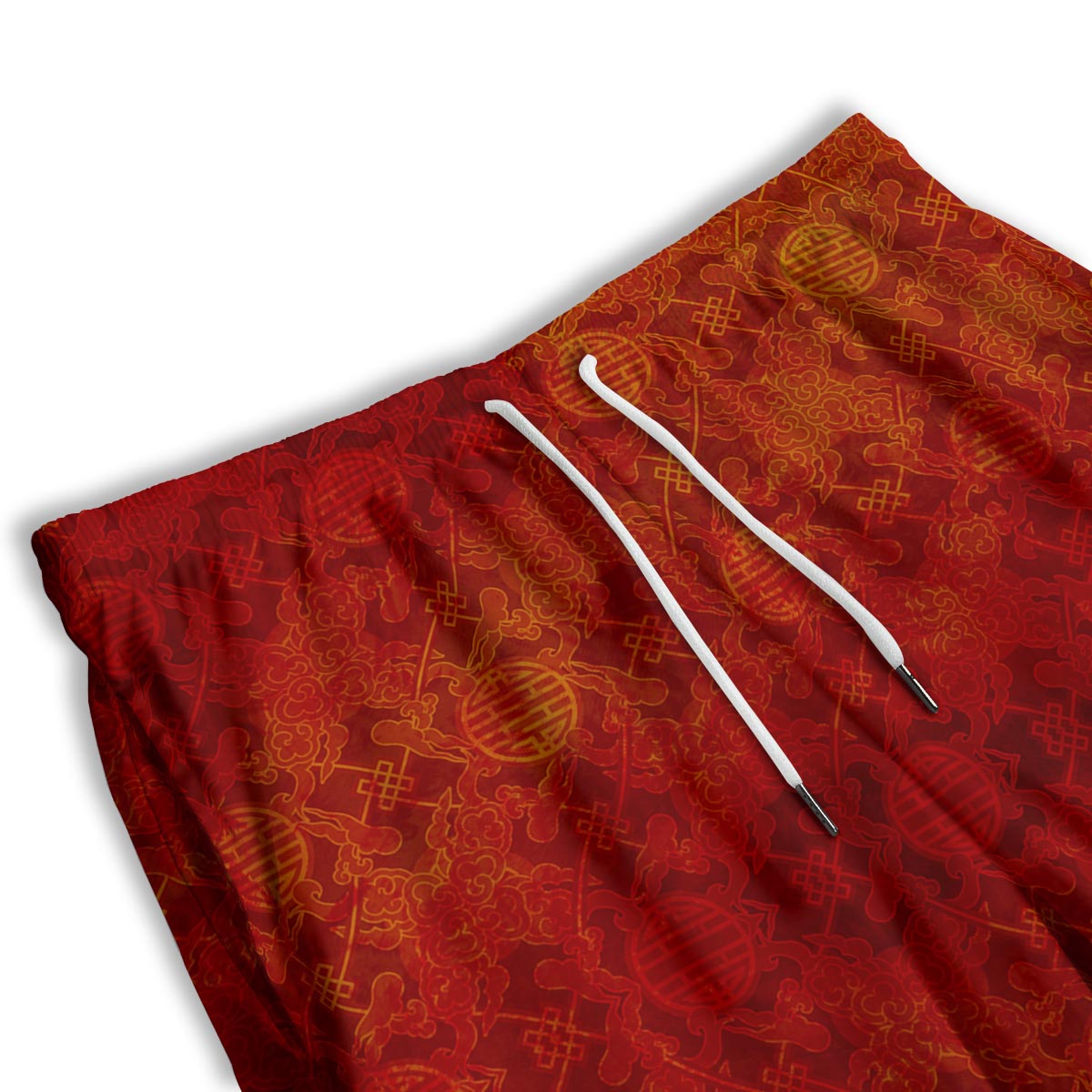 Chinese Red Print Pattern Men's Athletic Shorts