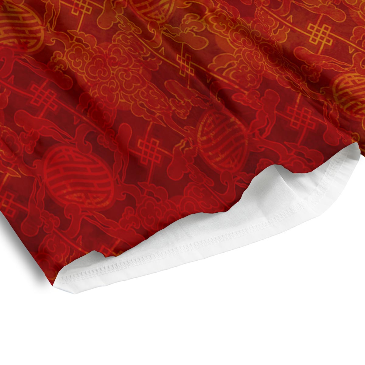 Chinese Red Print Pattern Men's Athletic Shorts