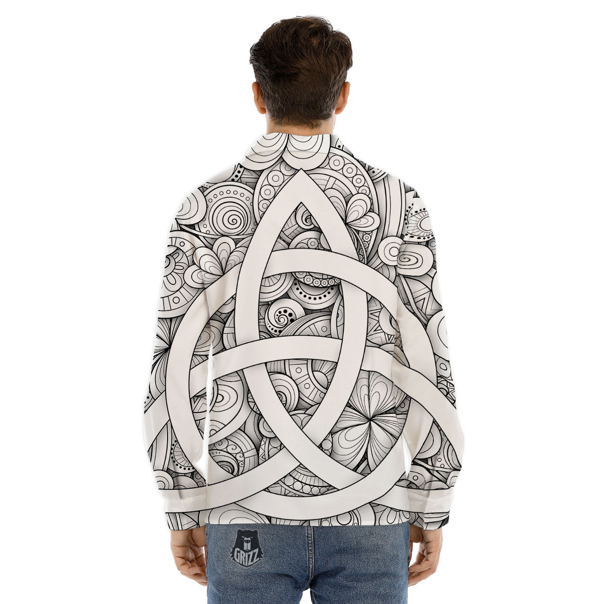 Chinese Red Print Pattern Men's Dress Shirts-grizzshop