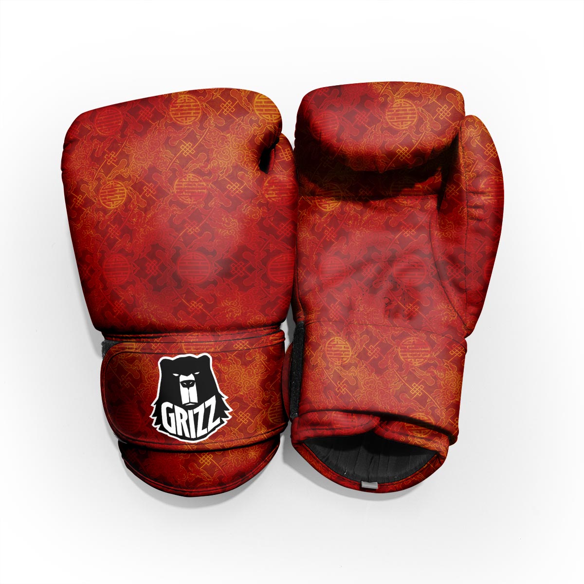 Chinese Red Print Pattern Pro Boxing Glove
