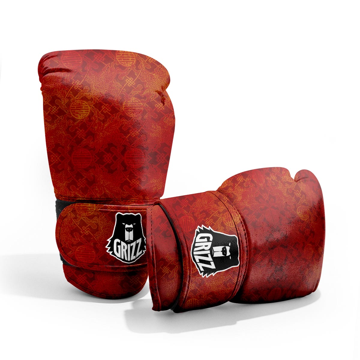 Chinese Red Print Pattern Pro Boxing Glove
