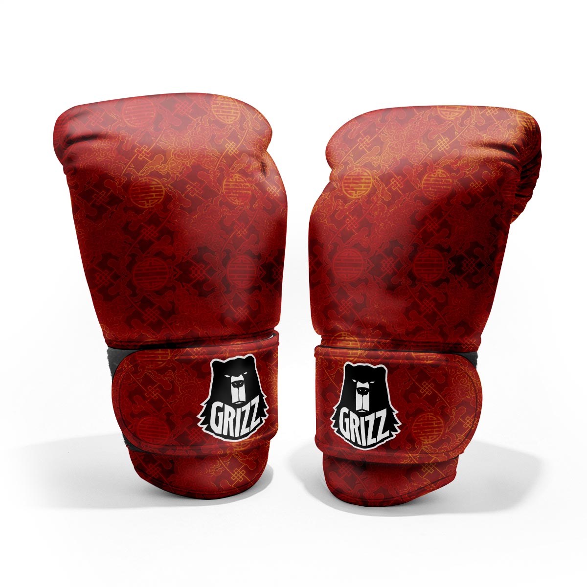 Chinese Red Print Pattern Pro Boxing Glove