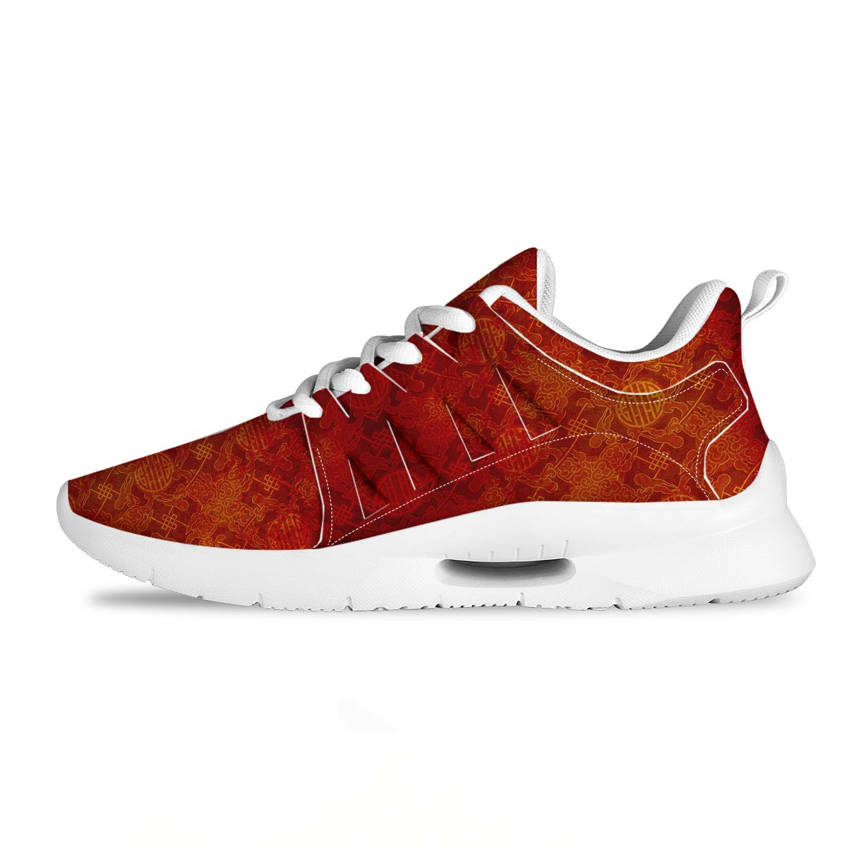 Chinese Red Print Pattern Tennis Shoes-grizzshop