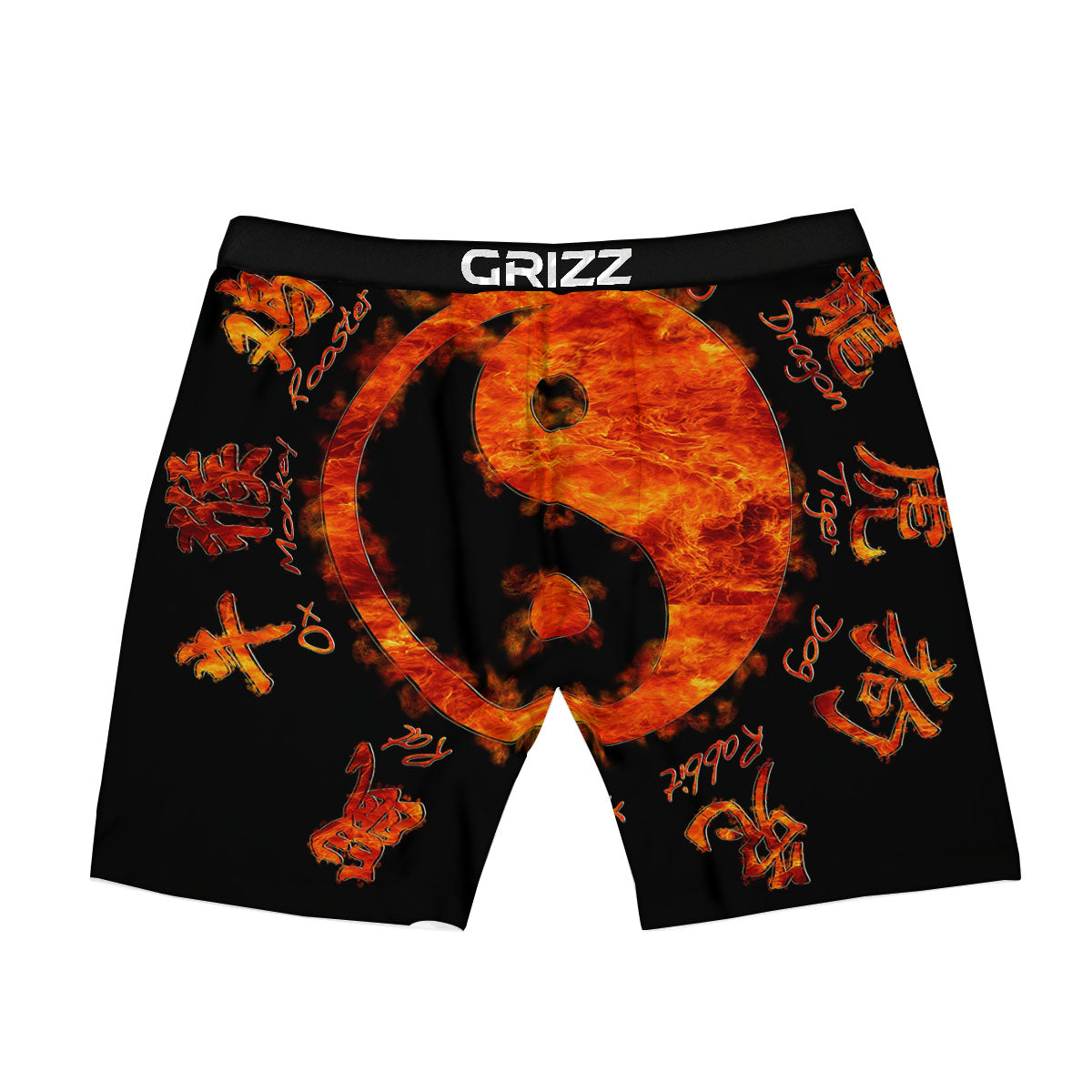 Chinese Zodiac Fire Yin Yang Print Boxer Briefs-grizzshop