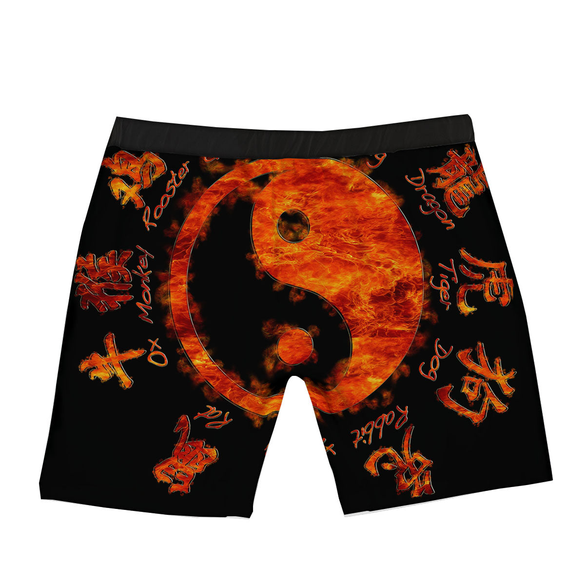Chinese Zodiac Fire Yin Yang Print Boxer Briefs-grizzshop
