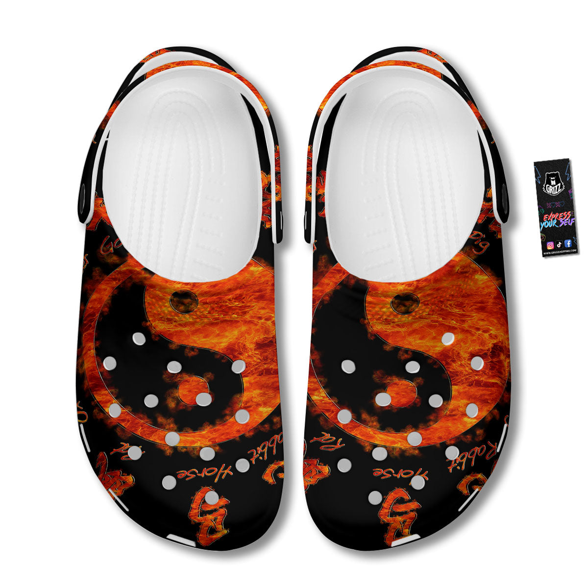 Chinese Zodiac Fire Yin Yang Print Clog-grizzshop