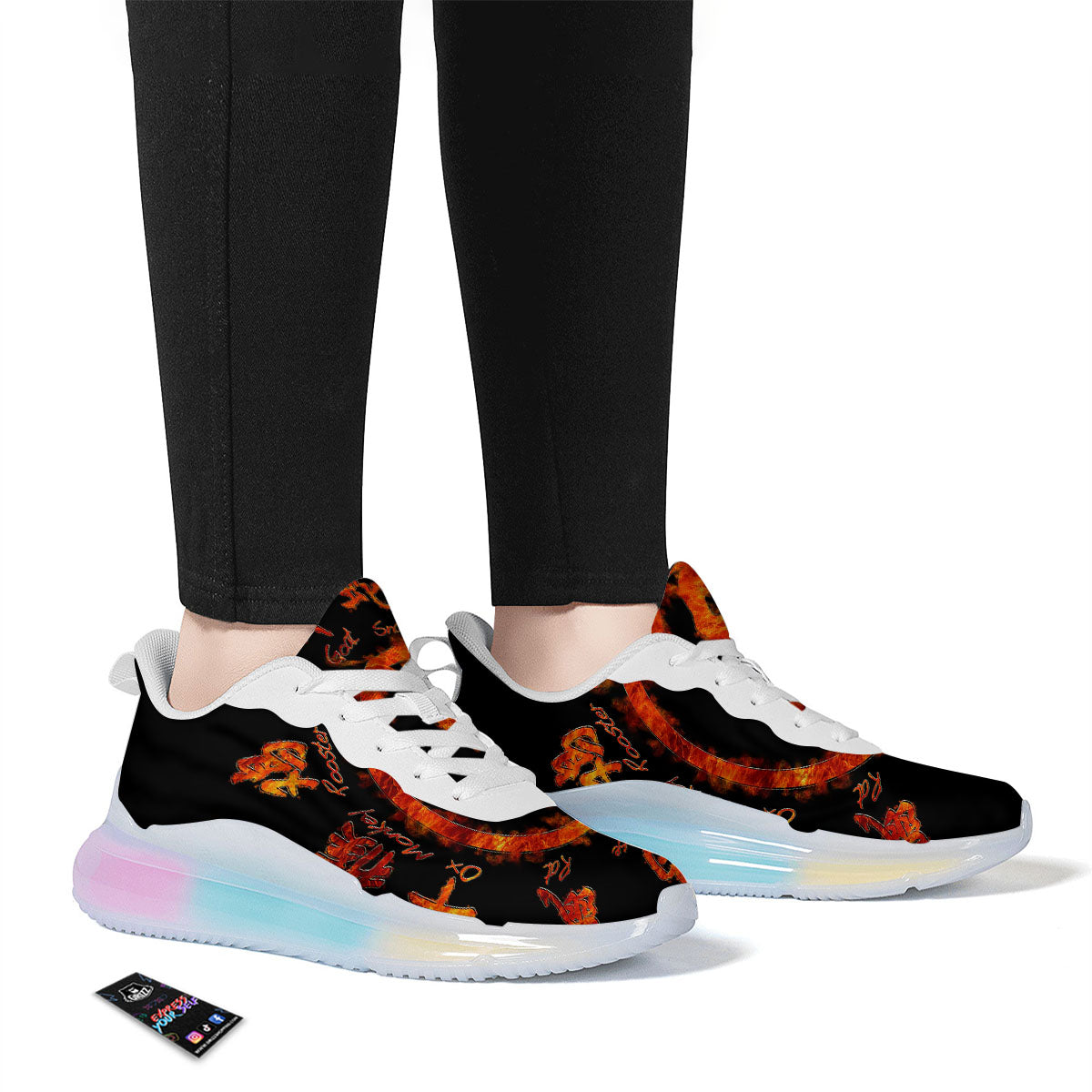 Chinese Zodiac Fire Yin Yang Print Running Sneakers-grizzshop