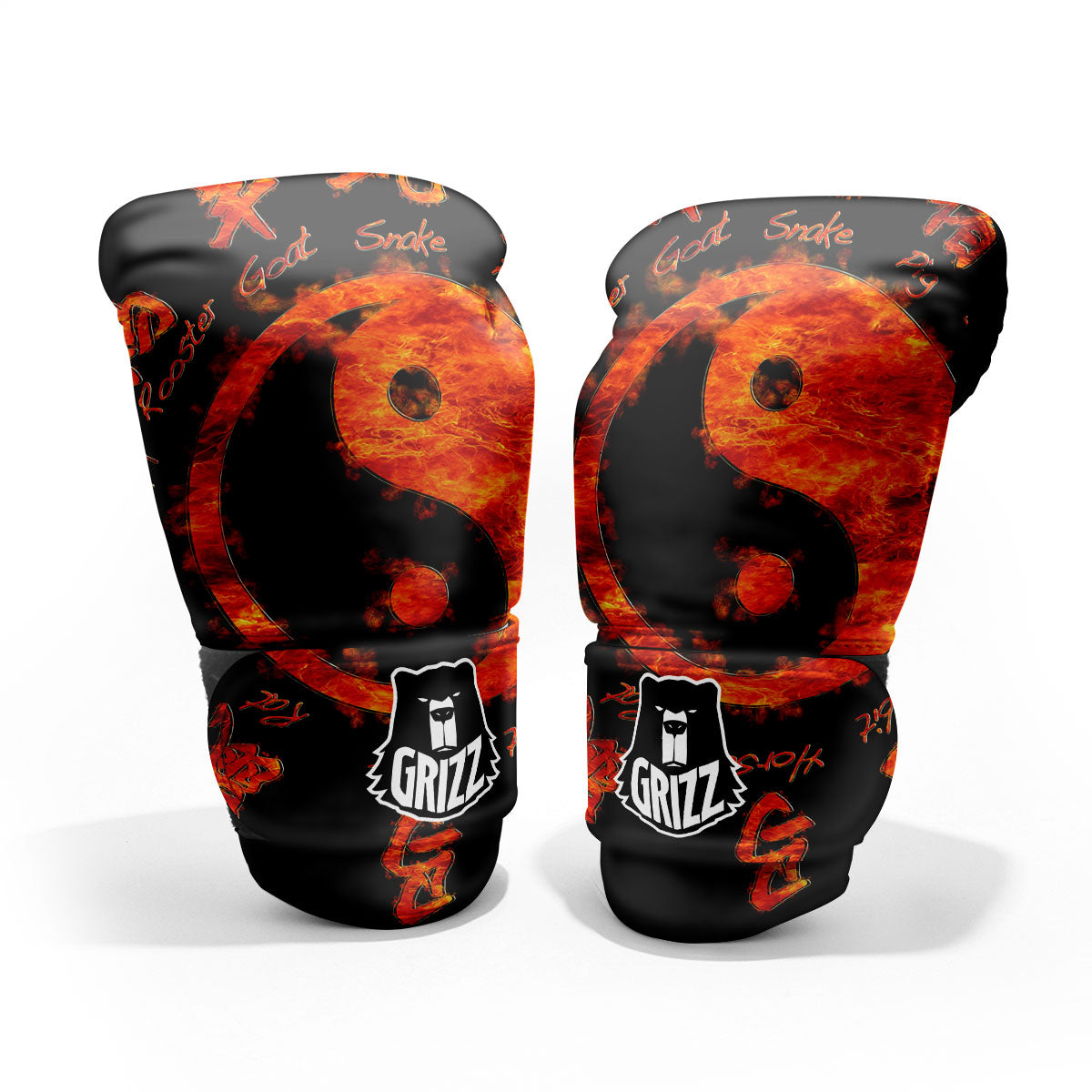 Chinese Zodiac Fire Yin Yang Print Pro Boxing Glove