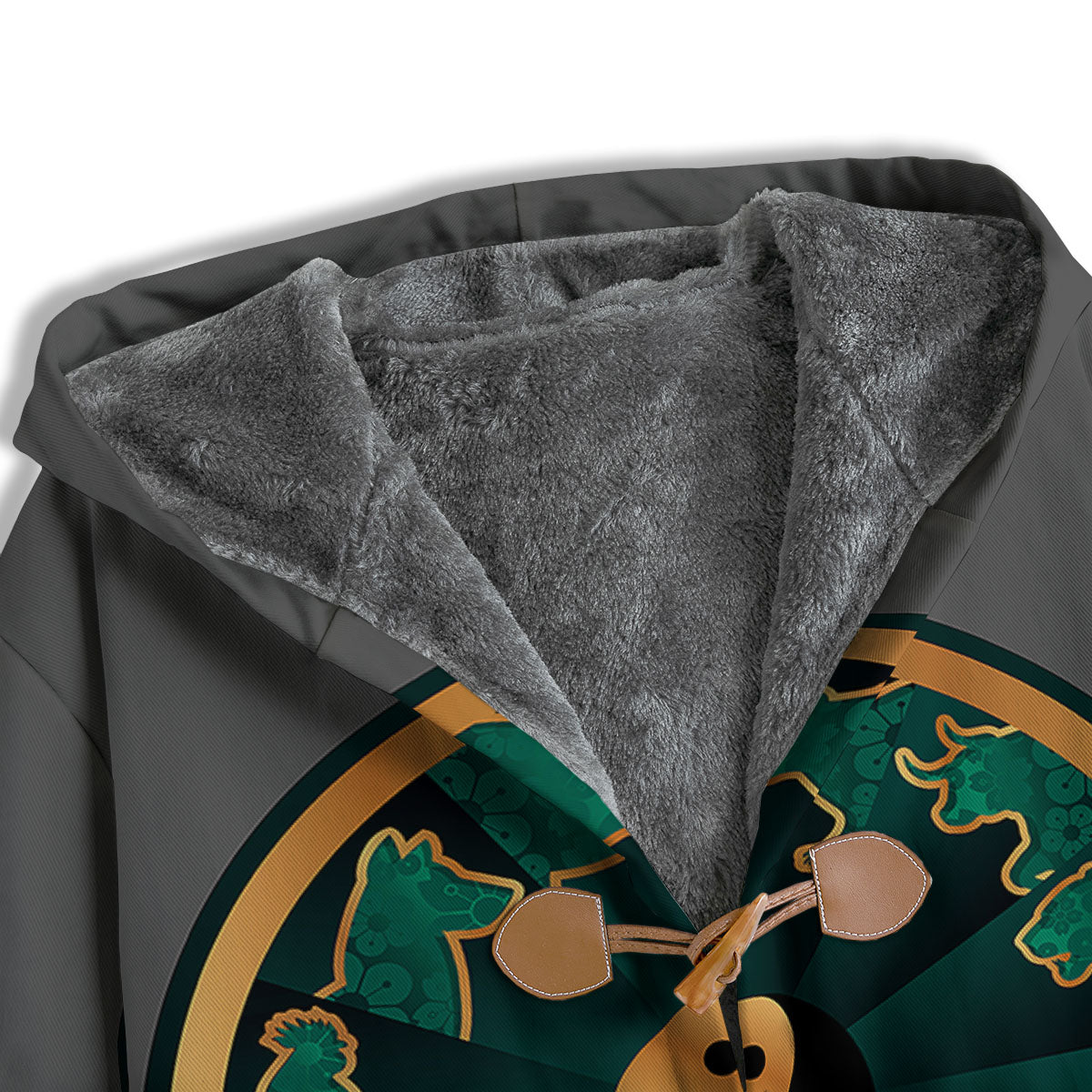 Chinese Zodiac Gold And Green Print Men's Windbreaker Jacket-grizzshop