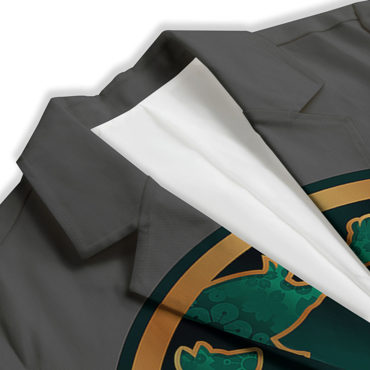 Chinese Zodiac Gold And Green Print Women's Blazer-grizzshop