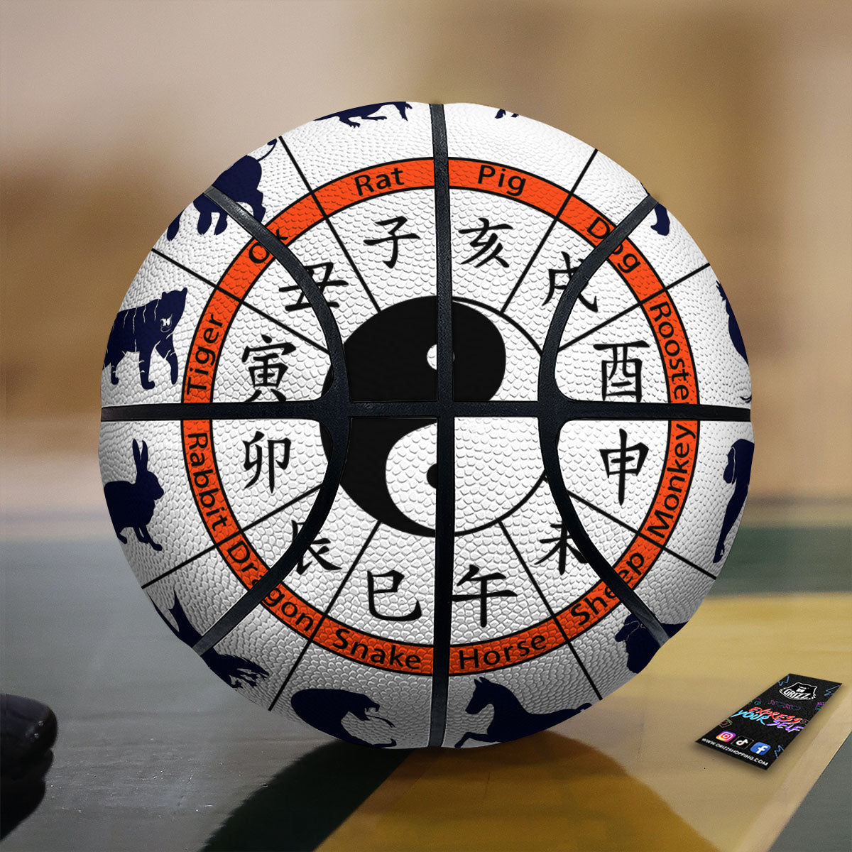 Chinese Zodiac Signs Yin Yang Print Basketball