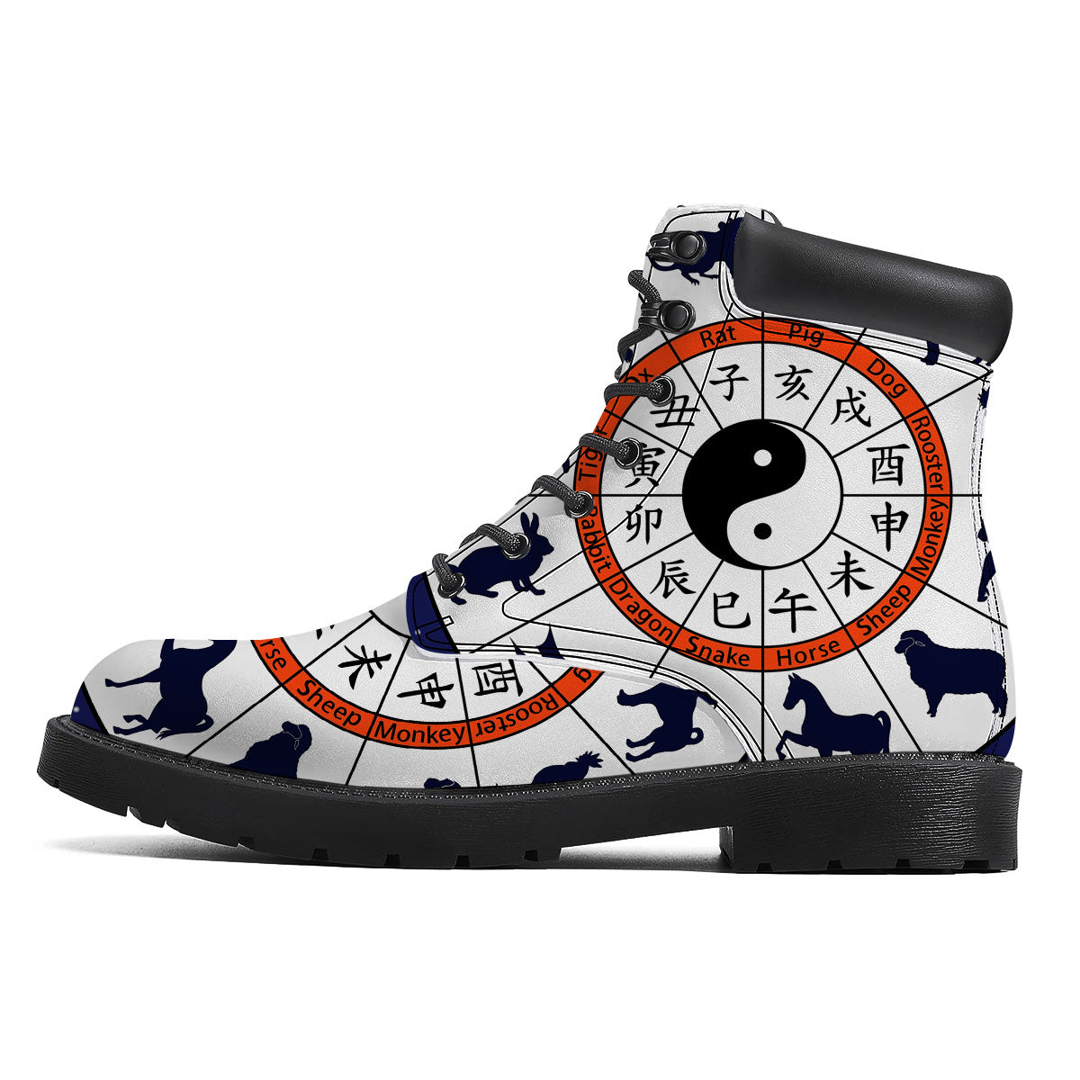 Chinese Zodiac Signs Yin Yang Print Boots-grizzshop