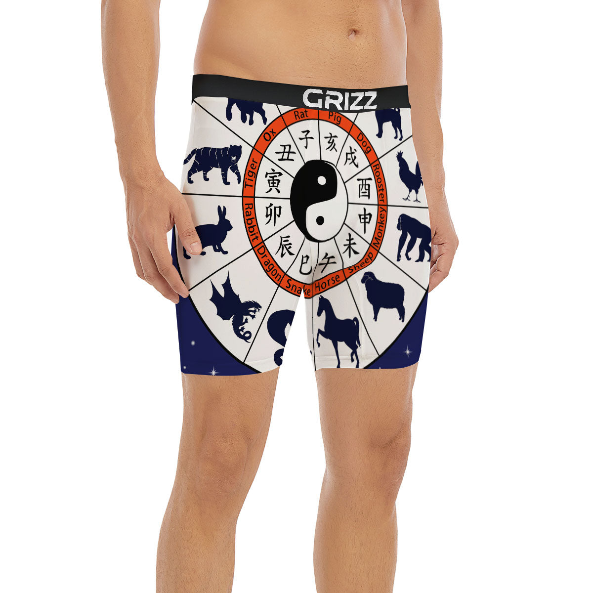 Chinese Zodiac Signs Yin Yang Print Boxer Briefs-grizzshop