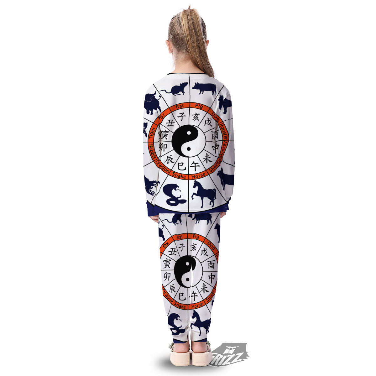 Chinese Zodiac Signs Yin Yang Print Kid's Pajamas-grizzshop