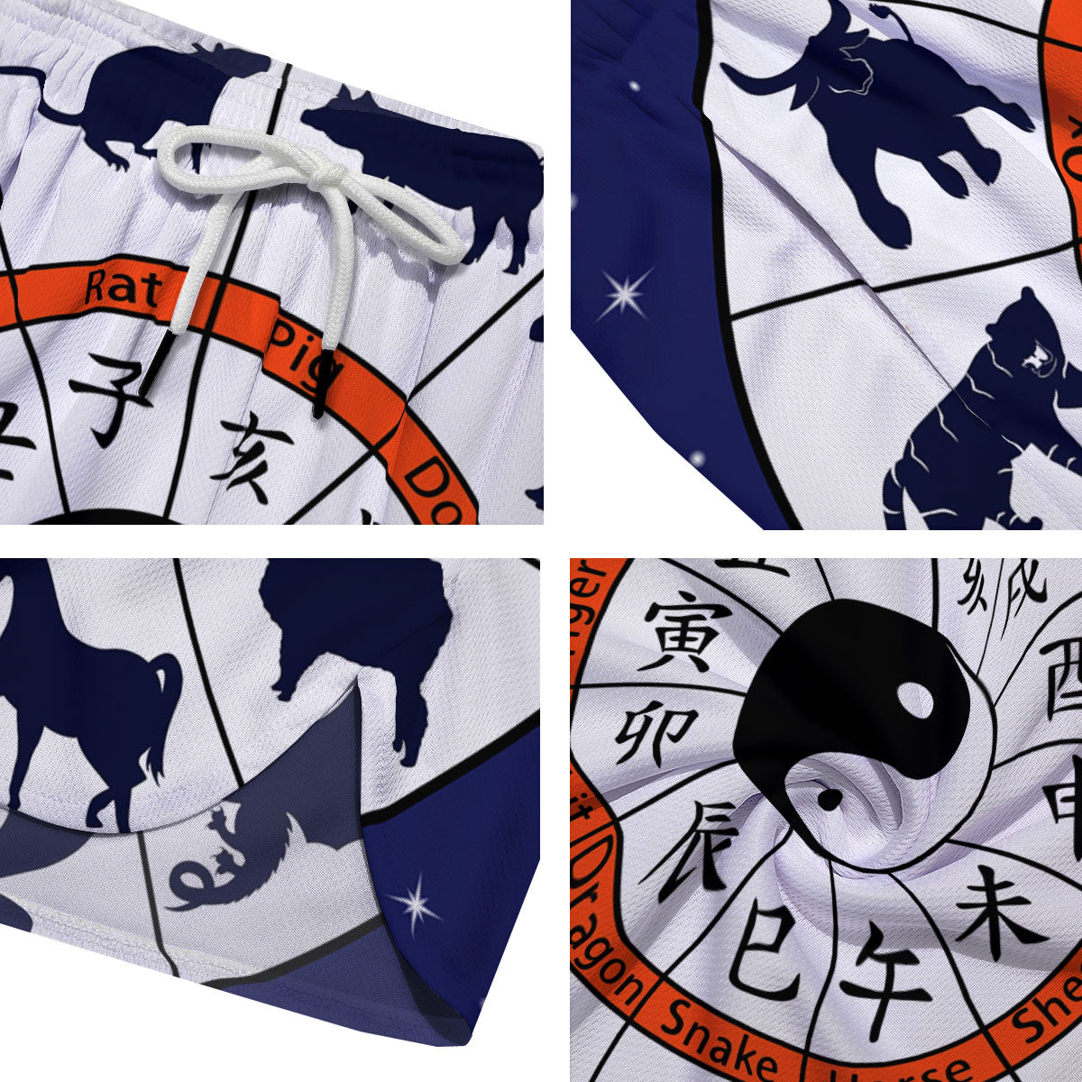 Chinese Zodiac Signs Yin Yang Print Men's Running Shorts-grizzshop