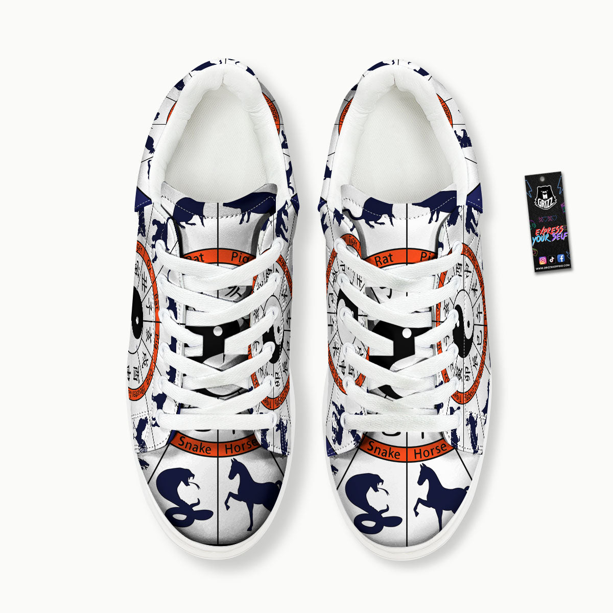 Chinese Zodiac Signs Yin Yang Print Platform Shoes-grizzshop