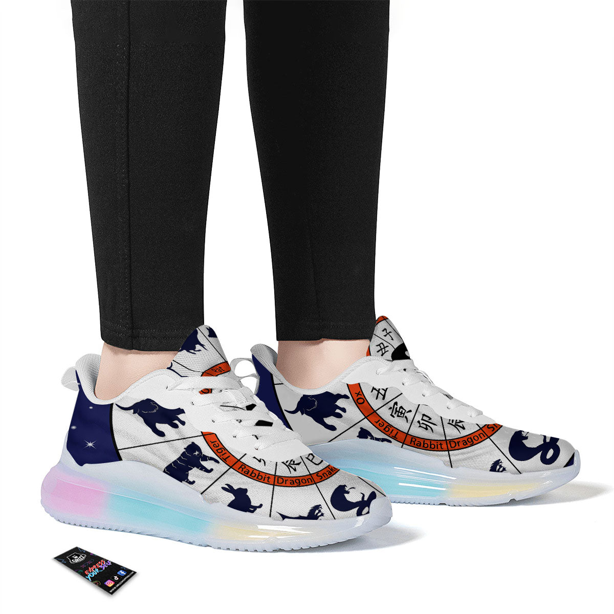 Chinese Zodiac Signs Yin Yang Print Running Sneakers-grizzshop