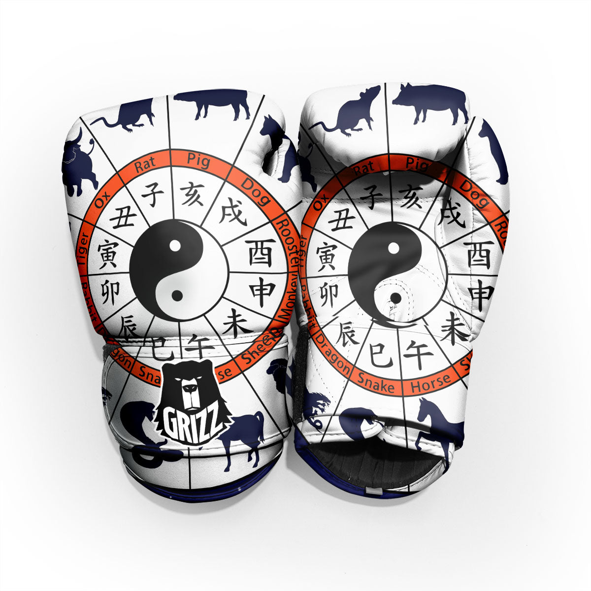 Chinese Zodiac Signs Yin Yang Print Pro Boxing Glove