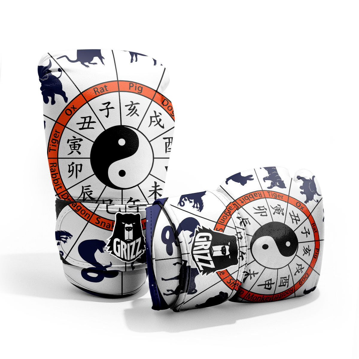 Chinese Zodiac Signs Yin Yang Print Pro Boxing Glove