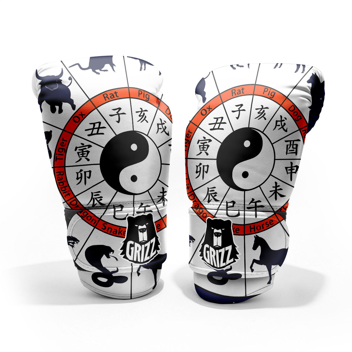 Chinese Zodiac Signs Yin Yang Print Pro Boxing Glove