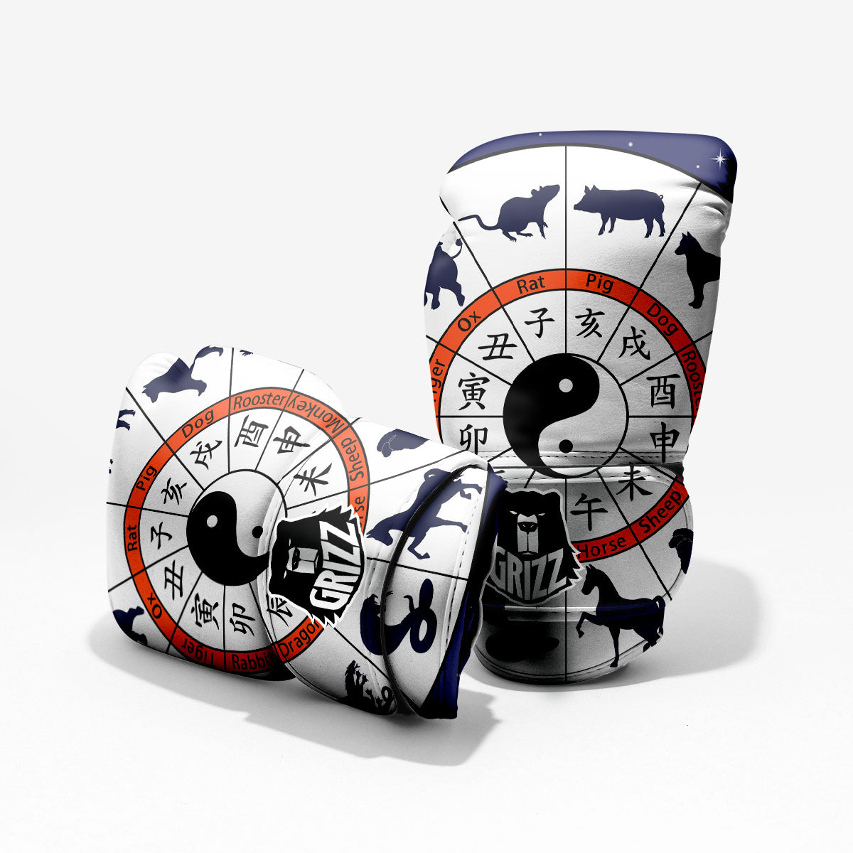 Chinese Zodiac Signs Yin Yang Print Pro Boxing Glove