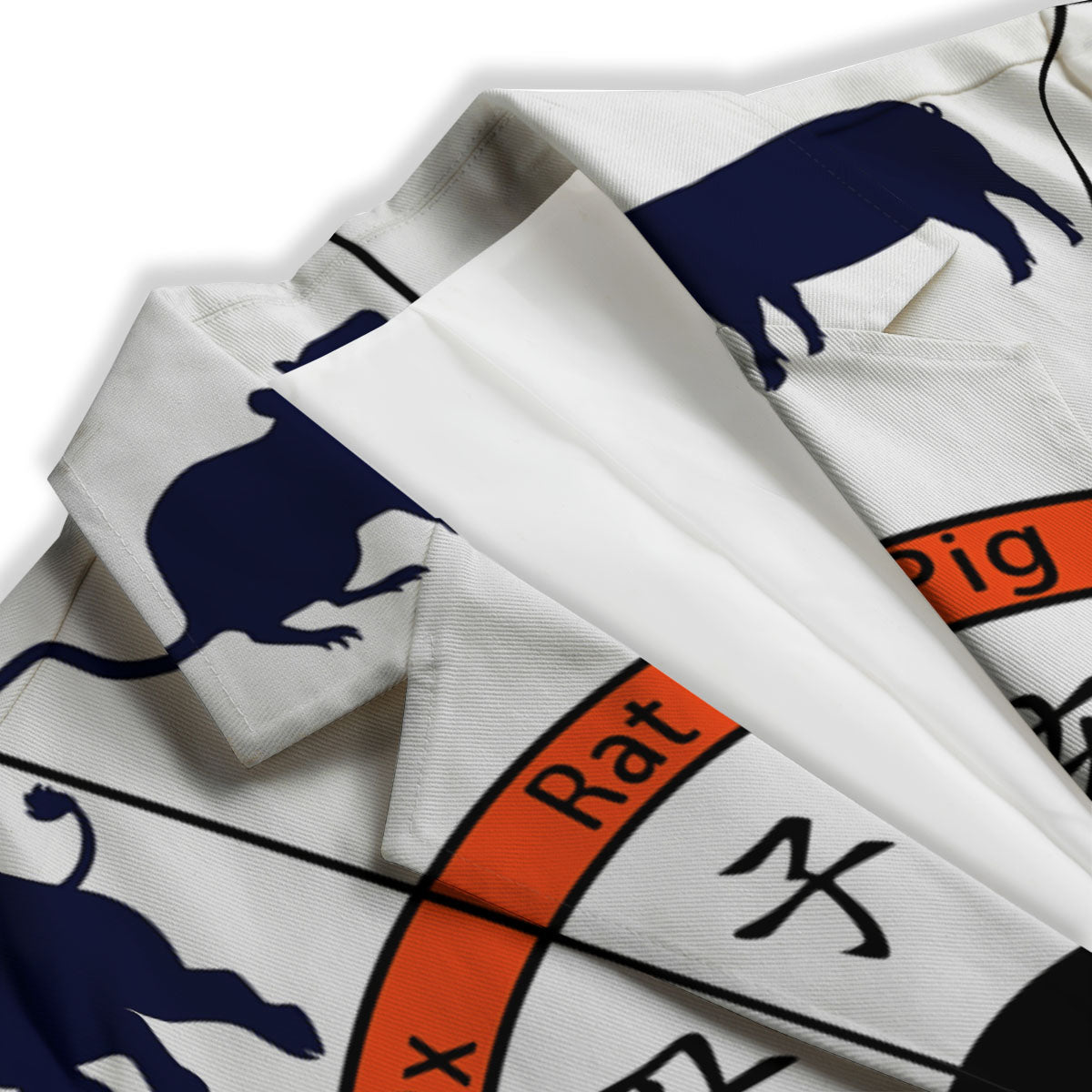 Chinese Zodiac Signs Yin Yang Print Women's Blazer-grizzshop