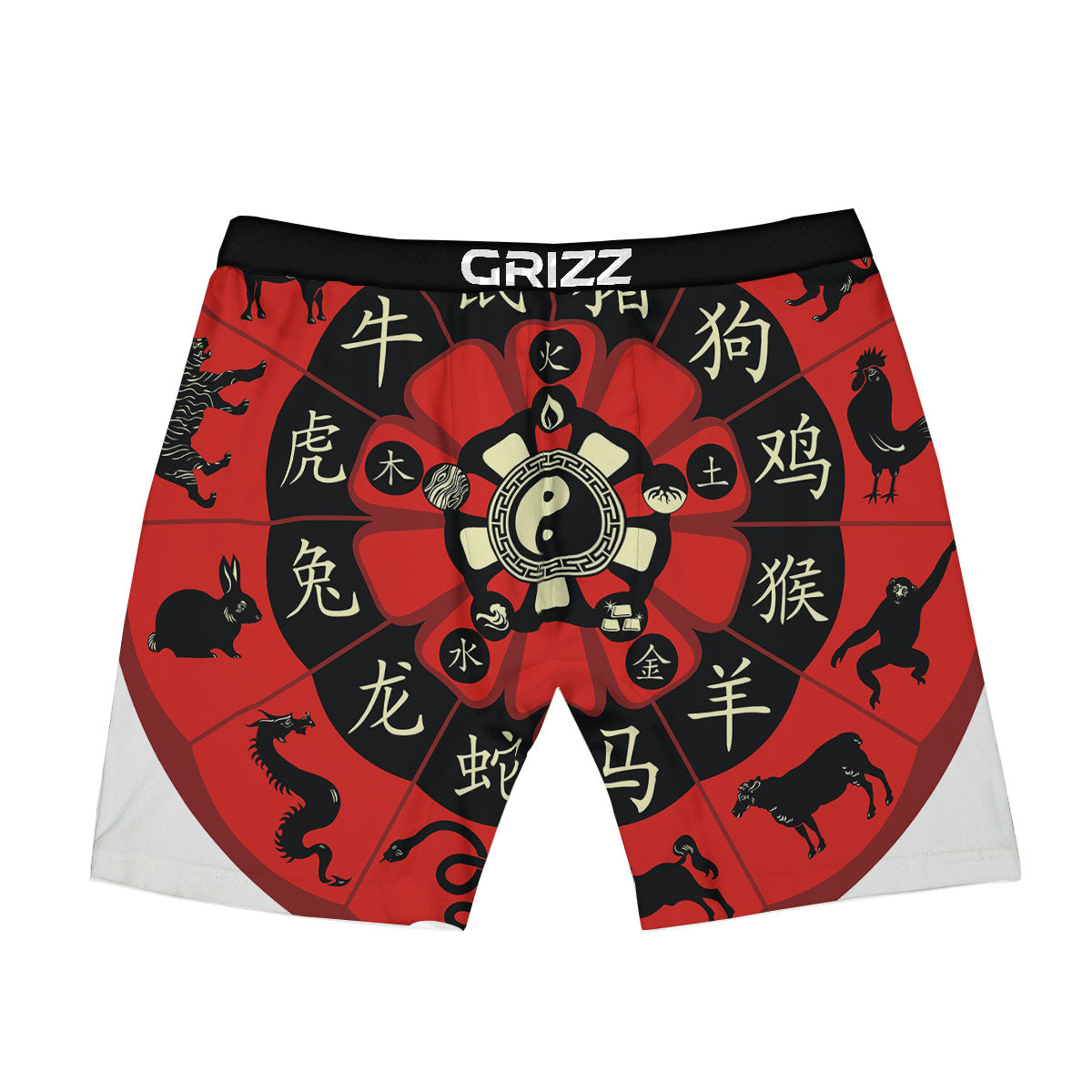 Chinese Zodiac Wheel Yin Yang Print Boxer Briefs-grizzshop