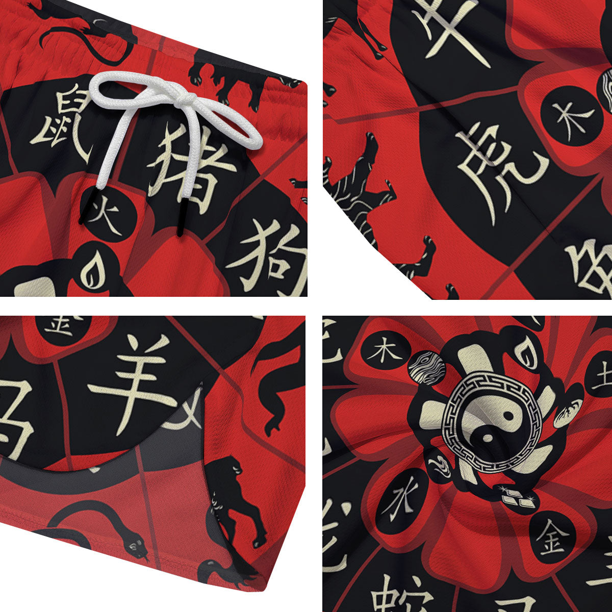 Chinese Zodiac Wheel Yin Yang Print Men's Running Shorts-grizzshop