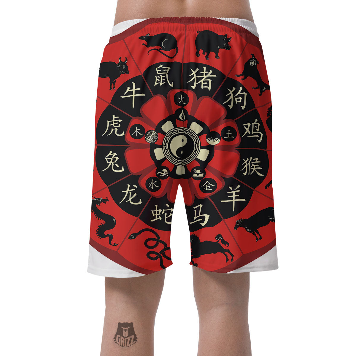 Chinese Zodiac Wheel Yin Yang Print Men's Shorts-grizzshop