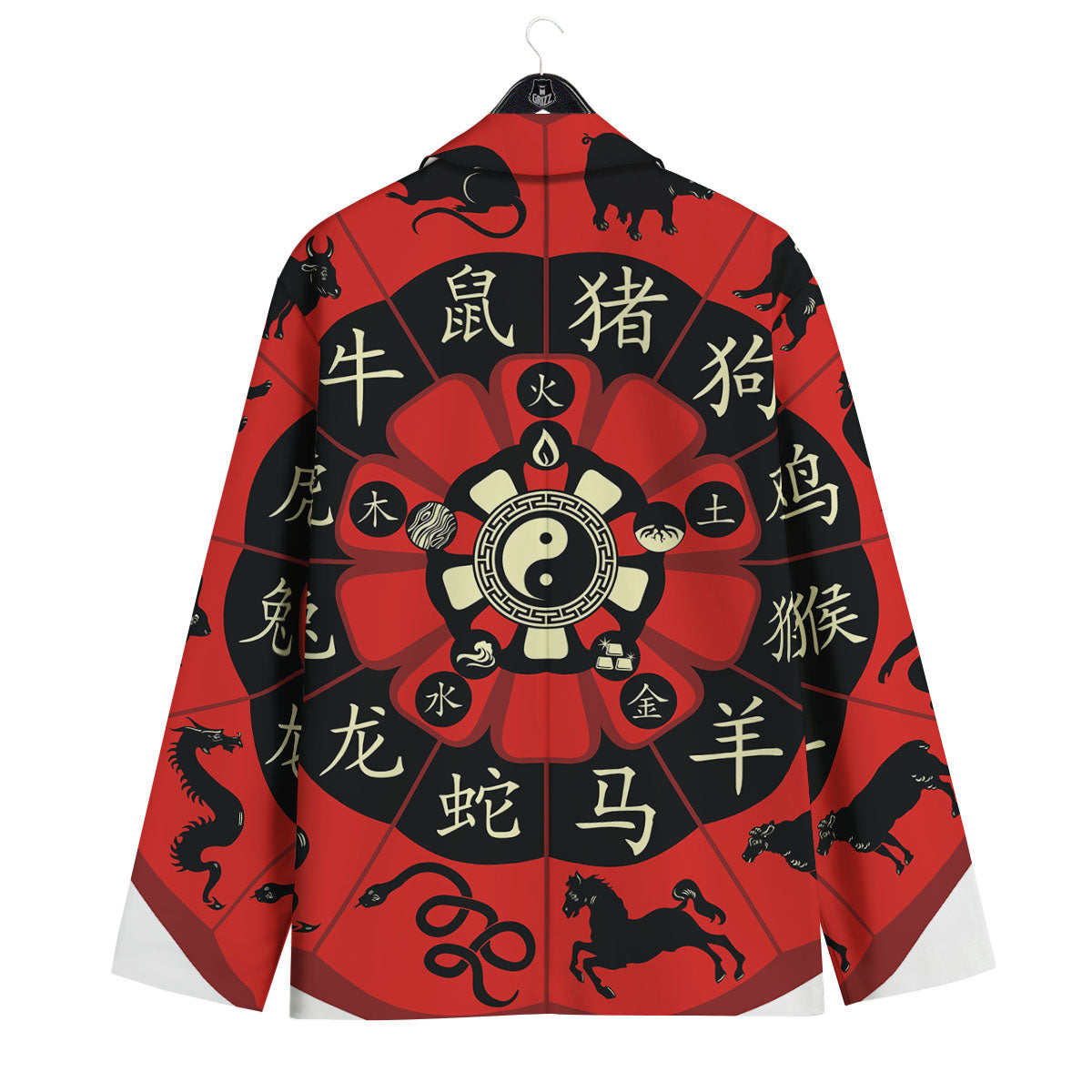 Chinese Zodiac Wheel Yin Yang Print Men's Sport Coat-grizzshop