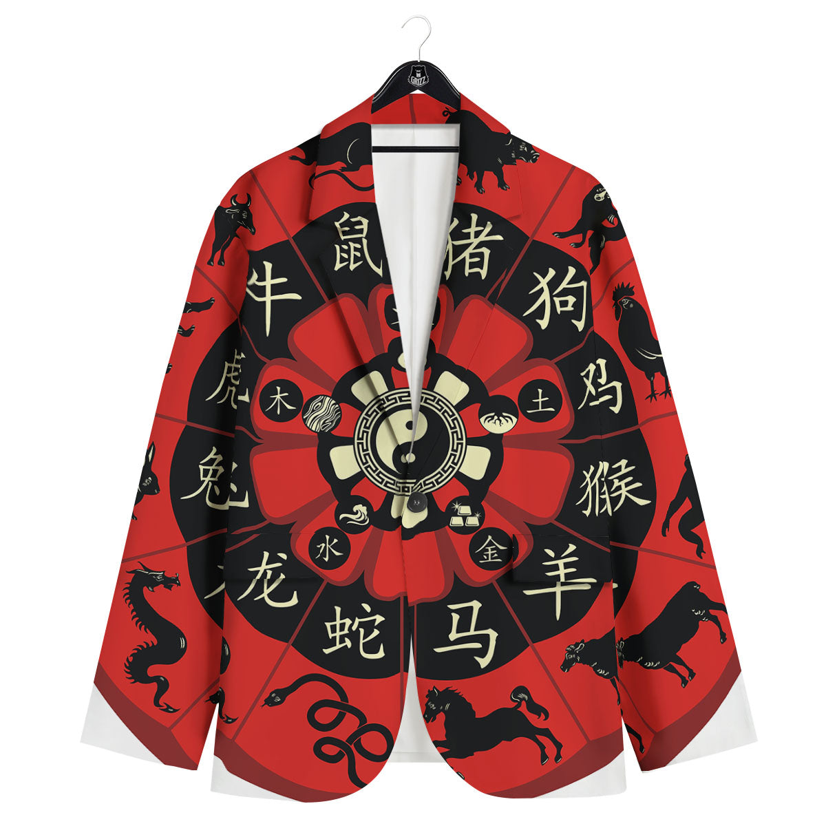 Chinese Zodiac Wheel Yin Yang Print Men's Sport Coat-grizzshop