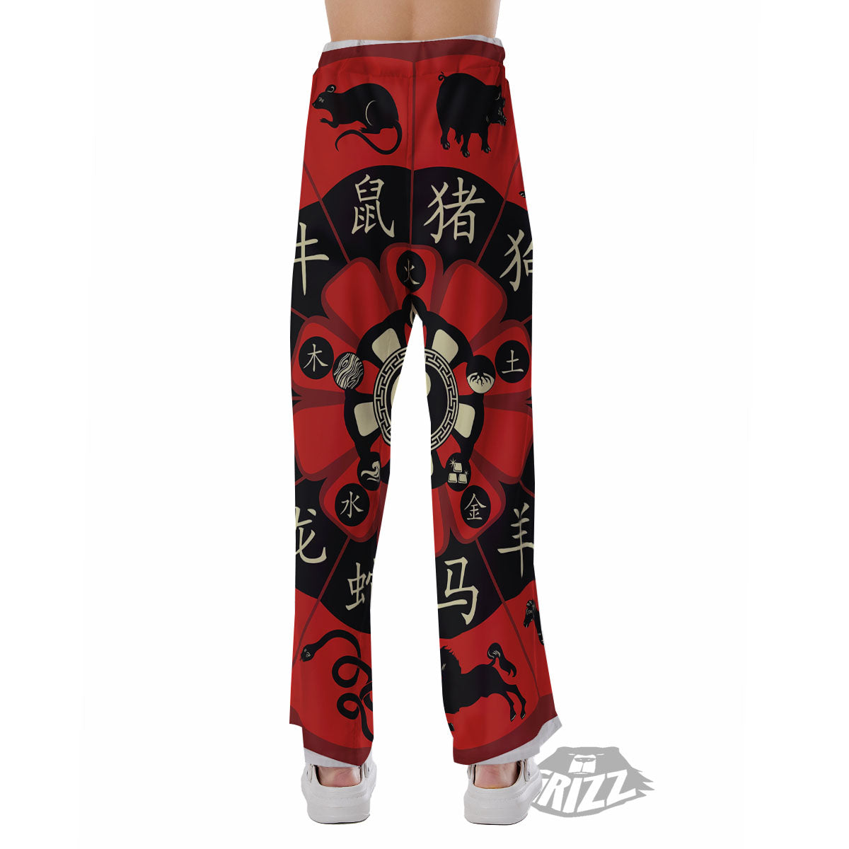 Chinese Zodiac Wheel Yin Yang Print Pajama Pants-grizzshop