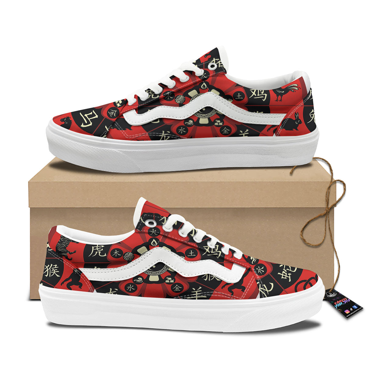 Chinese Zodiac Wheel Yin Yang Print Skate Shoes-grizzshop