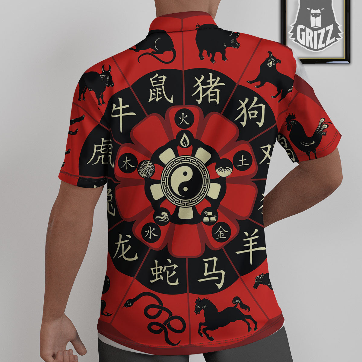 Chinese Zodiac Wheel Yin Yang Print Untucked Shirts-grizzshop