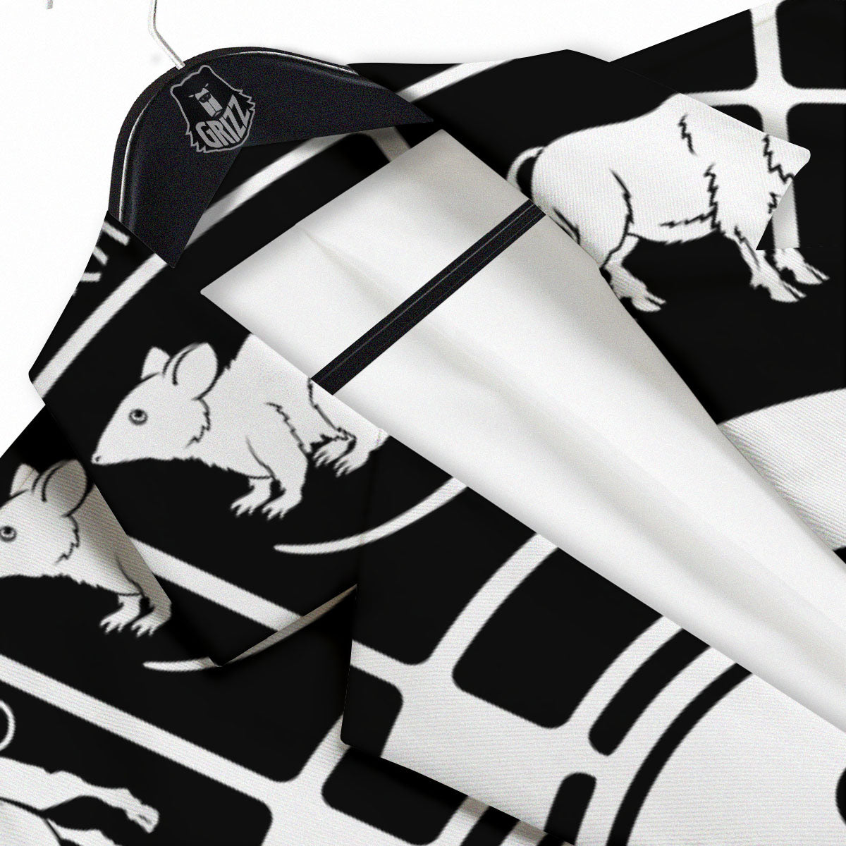 Chinese Zodiac White And Black Print Men's Sport Coat-grizzshop